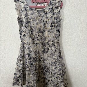 Floral Lace Kids Dress - Grey and Cream